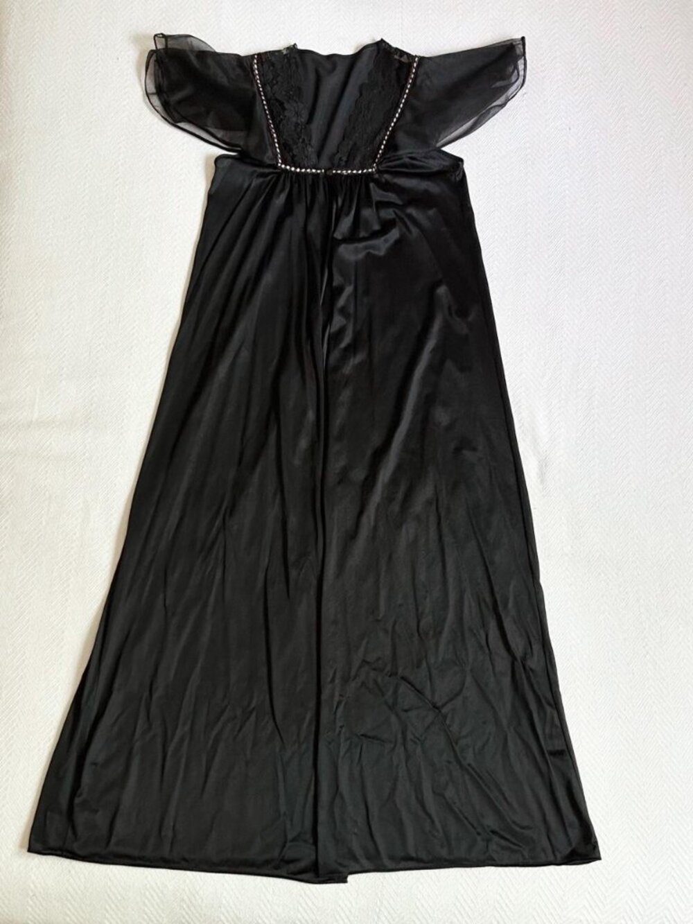 Vintage Slumber Suzy Black Floor Length Lingerie Cape/Robe